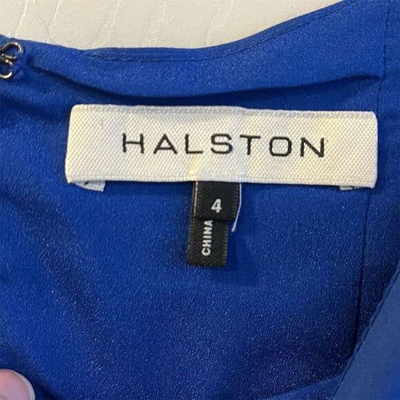 Halston  Vintage Women's Size 4 Blue Fit-and-Flare Mini Dress Boat Neck - Picture 3 of 6